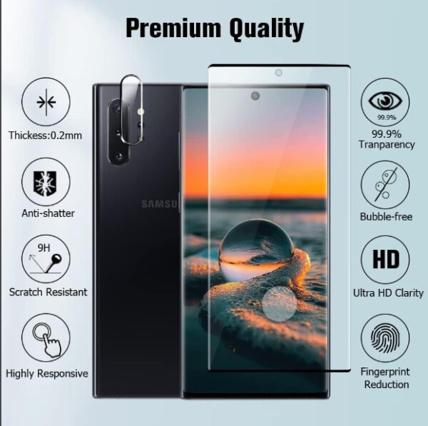 [2 Pack] Galaxy Note 10 Plus Screen Protector With Camera Lens Protective Film, 9H Tempered Glass, 3D Full Coverage, Ultrasonic Fingerprint Unlock,HD Clear Glass For Galaxy Note 10 Plus (6.8 Inch) | EZ Auction