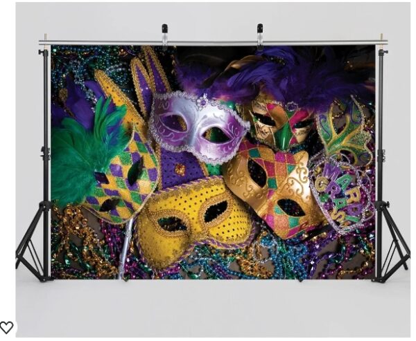 SJOLOON 7X5ft Mardi Gras Backdrop Carnival Masquerade Photography Backgrounds Mask Colorful Backdrop Party Decoration Banner Studio Props 11079 | EZ Auction