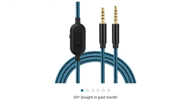 Replacement Audio Cord for Astro A10 A30 A40 A50 Headset with Volume Control and Inline Mute Function, Nylon Braided Cable Compatible with Xbox One Play Station 4 PS4 Via 3.5mm Jack. 2m/6.5ft (Blue) | EZ Auction