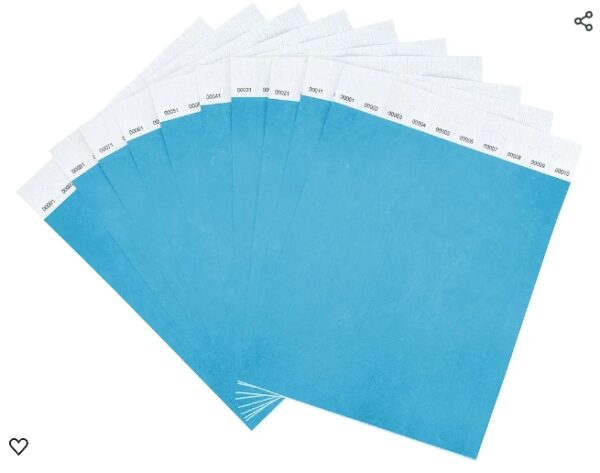 ***Not Exact Count***100 Pcs Tyvek Wristbands, 1-100 Consecutive Numbers Waterproof Tearproof and Printable Wrist Straps Admission Bracelets Tickets (Neon Blue) | EZ Auction