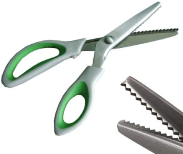 Green Pinking Shears Comfort Grips Crafts Zig Zag Cut Sewing Scissors,Professional Handheld Dressmaking | EZ Auction