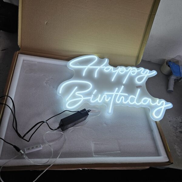 23'' x 15'' Happy Birthday LED Neon Sign Neon Light Signs with Dimmable Switch 12v Power Adapter Chain Reusable Cold Happy Birthday Decorations for Party Room Wall Art Backdrop | EZ Auction