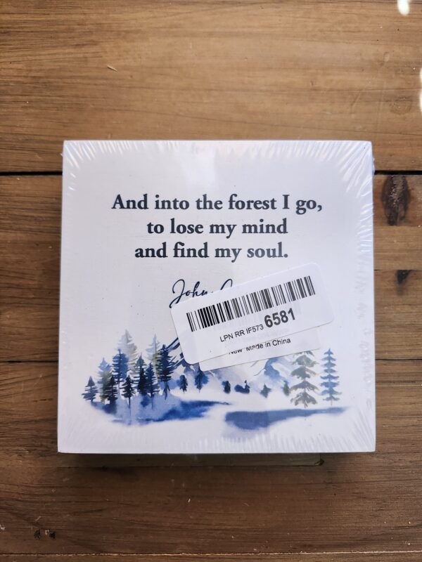 And into the Forest I Go to Lose My Mind and Find My Soul Wood Box Sign Desk Decor,Inspirational Wooden Block Plaque Sign for Home Office Shelf Table Desk Decorations | EZ Auction