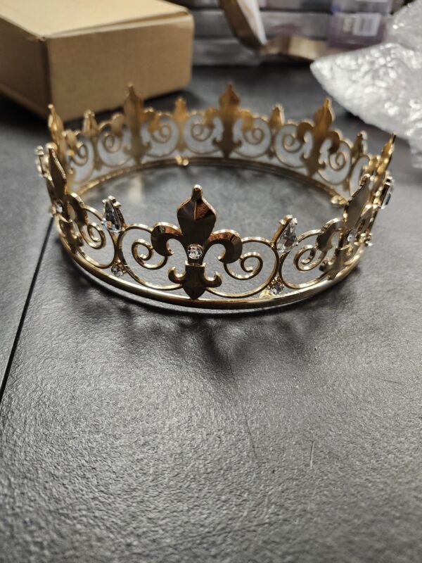 SWEETV Royal King Crown for Men/Women (Unisex) - Metal Prince Crowns and Tiaras, Full Round Birthday Party Hats, Medieval Costume Accessories for Prom Wedding Halloween, Gold | EZ Auction