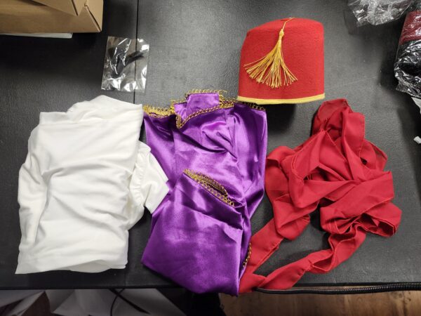 *** MENS XXL***Zhanmai 5 Pcs Mardi Gras Men's Arabian Prince Costume Set Purple Vest Harem Pants Red Fez Felt Hat Sash Beard for Fancy Party | EZ Auction