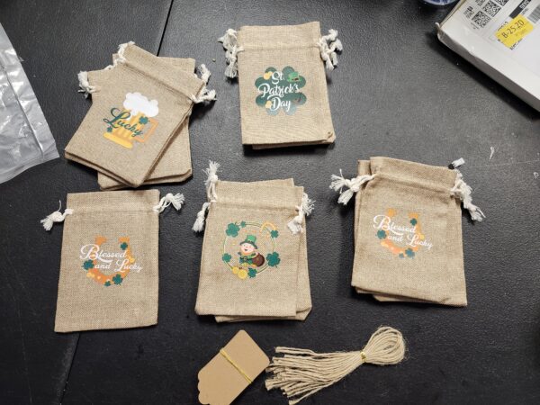 Shappy 40 Pcs St Patricks Day Gift Bags St Patricks Treat Bags St. Patrick's Day Party Favor Bags Burlap Gift Bags with Drawstring Tags Ropes Different Designs Rustic Small Burlap Bag for Irish Party | EZ Auction