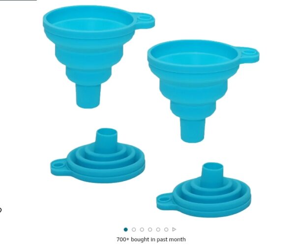 Funnels for Filling Bottles Set of 2, Food Grade Silicone Funnel for Kitchen Use. Small Collapsible Funnel Bottle Funnel for Water Liquid Protein Powder Transfer. | EZ Auction