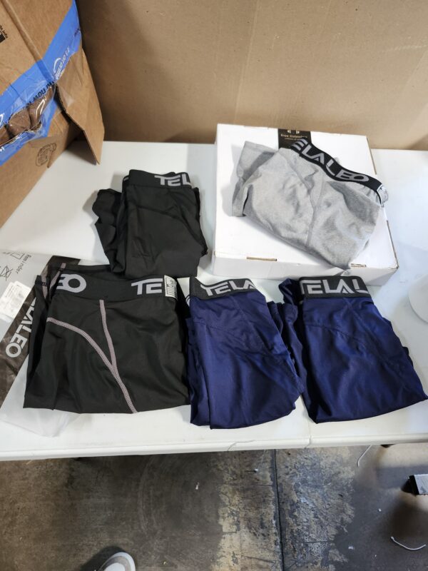 Size L, TELALEO 5/6 Pack Compression Shorts Men Spandex Sport Shorts Athletic Workout Running Performance Baselayer Underwear | EZ Auction