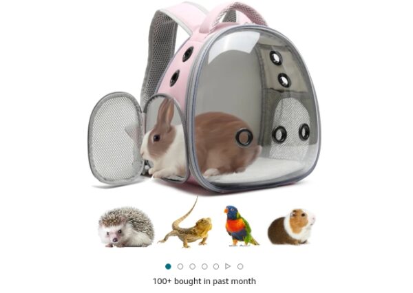 Portable Travel pet Backpack Carrier Hamster Bag Guinea Pig Bird Small Dog cat Backpack Turtle Carrier Rabbit Cage Rabbit Guinea Pig Squirrel Bearded Dragon Breathable Hangbag (Pink) | EZ Auction