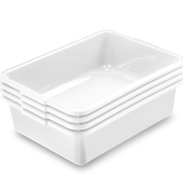 13L Plastic Food Service Tub/Utility Tubs 5-Pack, White Commercial Bus Tubs, Dishwashing Tubs Set | EZ Auction
