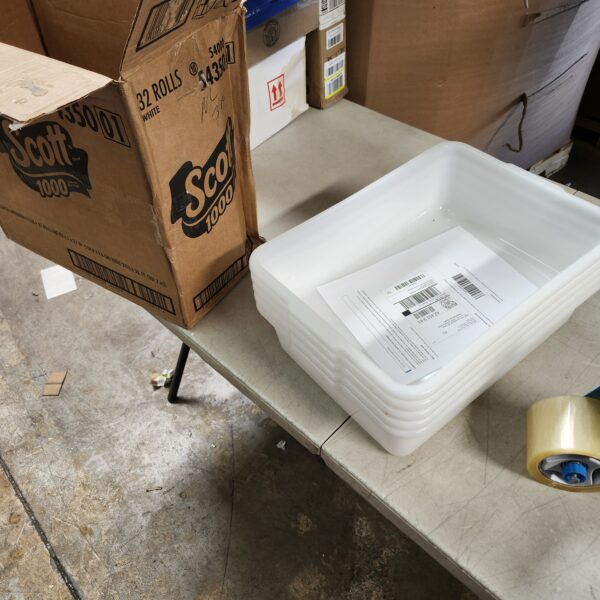 13L Plastic Food Service Tub/Utility Tubs 5-Pack, White Commercial Bus Tubs, Dishwashing Tubs Set | EZ Auction