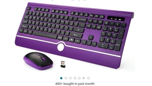 Wireless Keyboard and Mouse, KOPJIPPOM Purple Keyboard and Mouse with Wrist Rest, 2.4G Silent Cordless Full-Size Keyboard Mouse Combo for Windows Computers Desktop, Laptop, PC | EZ Auction