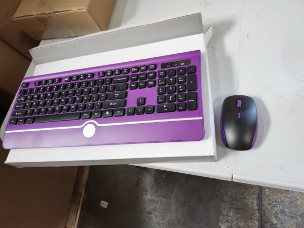 Wireless Keyboard and Mouse, KOPJIPPOM Purple Keyboard and Mouse with Wrist Rest, 2.4G Silent Cordless Full-Size Keyboard Mouse Combo for Windows Computers Desktop, Laptop, PC | EZ Auction