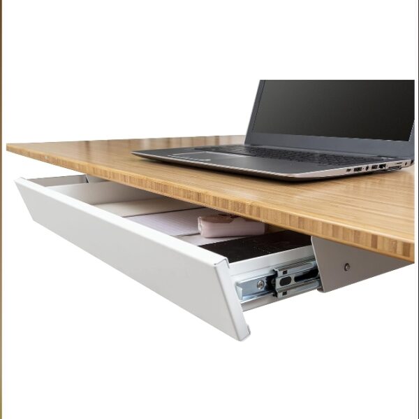 Stand Up Desk Store Add-On Office Sliding Under-Desk Drawer Storage Organizer for Standing Desks | Requires 14" of Front to Back Clearance Beneath Desks and Tables (White) | EZ Auction