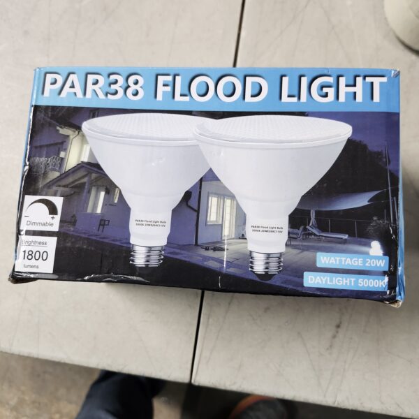 PAR38 LED Outdoor Flood Light Bulbs 2 Pack，Dimmable 20W(200W Equivalent) E26 Base Flood Light Bulbs,5000K Daylight 1800 Lumens LED Flood Light for Outdoor Garden,Garage,Yards | EZ Auction