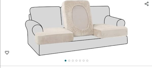 (Read description), H.VERSAILTEX Stretch Velvet 3 Piece T Cushion Sofa Slipcovers Individually Sofa Cushion Covers for 3 Cushion Couch Seat Cushion Covers for Sofa Seat Cushion Covers Stay in Place(Sofa, Ivory) | EZ Auction