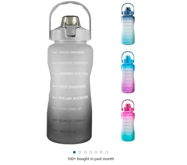 EYQ 64oz Leakproof Free Drinking Water Bottle with Motivational Time Marker BPA Free for Fitness, Gym and Outdoor Sports | EZ Auction