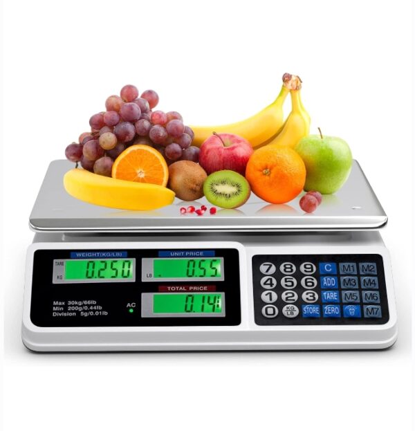 Copkim Electronic Price Computing Scale Digital Commercial Food Scale with LCD Display Accurate Meat Scale Produce Scale Food Weight Scale for Kitchen Farmers Market Deli Shop Retail (30kg) | EZ Auction