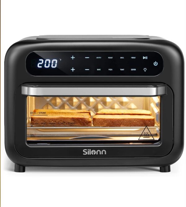 Silonn Air Fryer Oven, 2-in-1 Smart Air Fryer Toaster Oven Combo, 14QT Stainless Steel Air Fryer Oven with Digital Countertop, Natural Convection Roast Bake, Black | EZ Auction