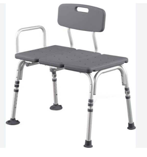 ***USED***Medline Tub Transfer Bench, Shower Chair for Seniors is Adjustable, Gray | EZ Auction