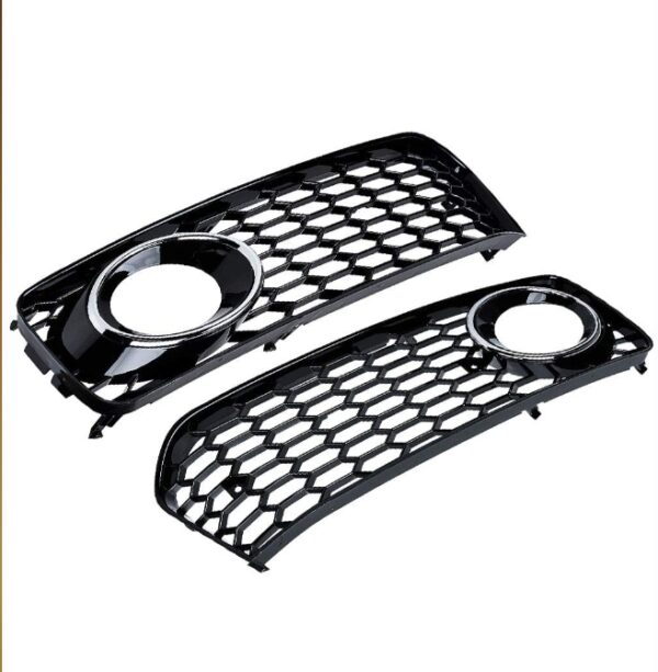 Astra Depot Compatible for Mesh Fog Light Honeycomb RS5 Style Grill Gloss Black/Chrome Audi A5 S-Line S5 B8 2008-2012 | EZ Auction