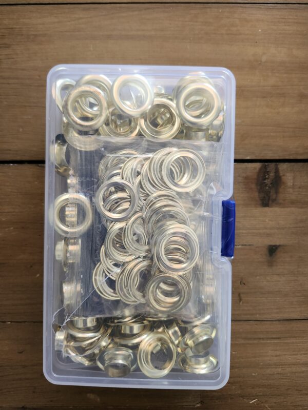 Pangda Grommet Tool Kit, Grommet Setting Tool and 100 Sets Grommets Eyelets with Storage Box (Gold, 1/2 Inch Inside Diameter) | EZ Auction
