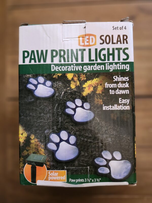 Paw Print Solar Outdoor Lights, Solar Lights Outdoor Waterproof Dog Paw Lights(Set of 4), Cat Puppy Animal Garden Lights Path Paw Lamp Walkway Lighting for Patio,Yard,Any Pet Lover(Solar White paw) | EZ Auction