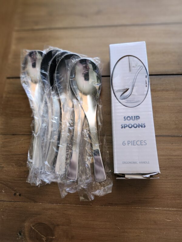 HIWARE Thick Heavy-weight Soup Spoons, High Grade Stainless Steel Soup Spoons, Table Spoons, Set of 6 | EZ Auction