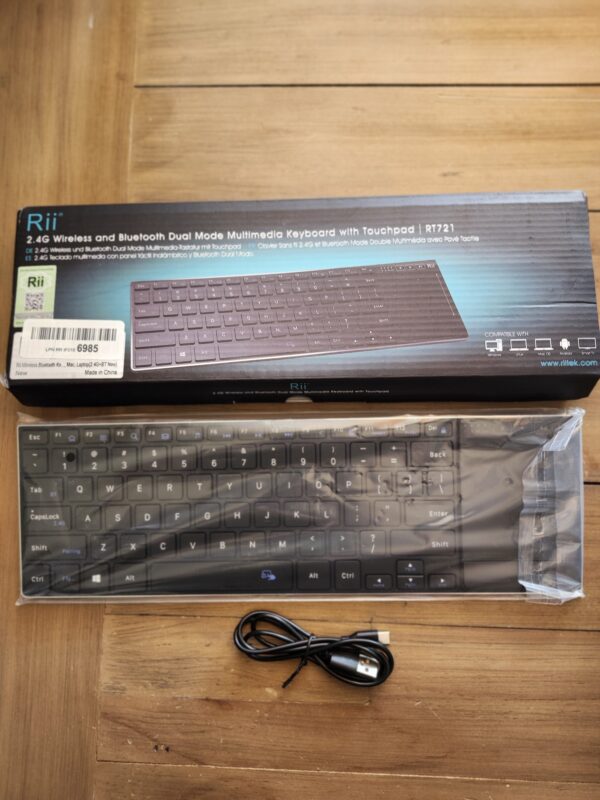 Rii Wireless Bluetooth Keyboard,Multi Device Rechargeable Keyboard Stainless Steel Ultra Slim Bluetooth Keyboard with Multi-Touch Touchpad,Compatible with PC, Mac, Laptop(2.4G+BT New) | EZ Auction