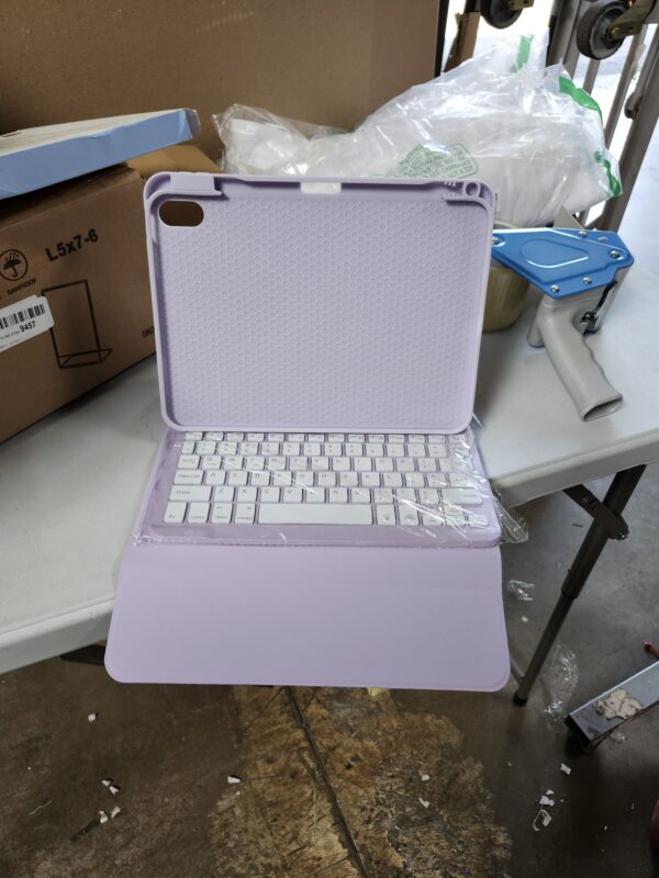 iPad Air 5th 4th Generation Case with Keyboard 10.9 Inch, Folio Keyboard Cover with Pencil Holder for iPad Air 5th Gen 2022/Air 4th Gen 2020, Detachable Backlit Keyboard (Purple) | EZ Auction