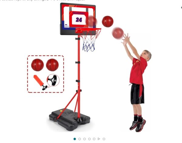 Kids Basketball Hoop Adjustable Height 3.5 ft-6.2 ft Indoor & Outdoor Portable Toddler Basketball Goal with Ball Pump Yard Games Coolest Toys for Boy Girl Age 2-4-6-8 First Gift Playset | EZ Auction