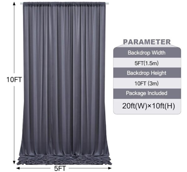 6ft×10ft Wrinkle Free Grey Backdrop Curtain for Parties, 4 Panels 5×10ft Soft Silky Polyester Charcoal Photo Backdrop Drapes for Wedding Birthday Baby Shower Photography Backgrounds | EZ Auction