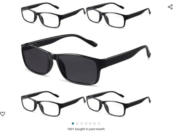 Gaoye 5-Pack Reading Glasses Blue Light Blocking, Readers Sunglasses for Women Men Anti Glare Filter Eyeglasses (5-Pack Light Black/1 Sun, 1.25) | EZ Auction