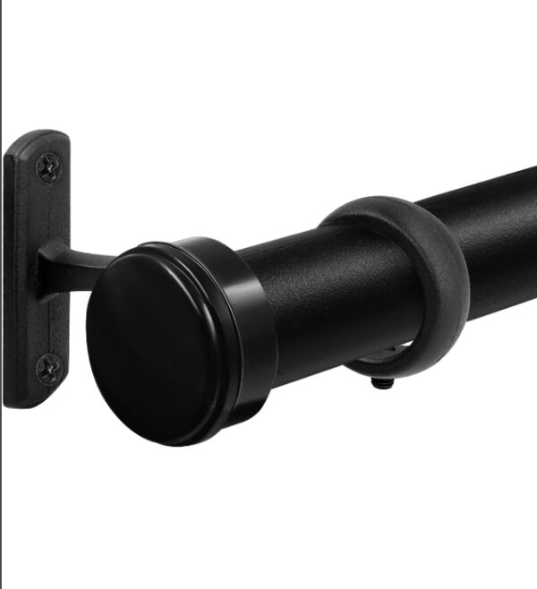 ASHLEYRIVER Curtain Rods 48 to 84-1 inch Black Curtain Rod with Round Cap, Curtain Rod for Windows 48 to 84, Hanging Curtain Rod & Wall Mount with Brackets, Outdoor Curtain Rod, Black | EZ Auction