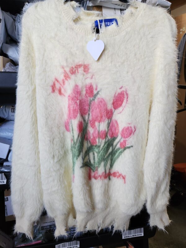 ***SIZE L***Aelfric Eden Distressed Flower Sweater | EZ Auction
