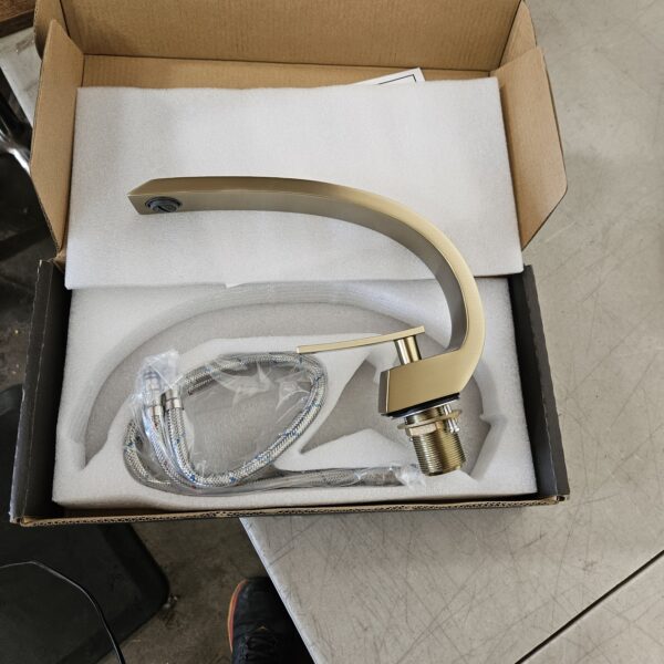 Single Handle Faucet for Sink, Modern Faucet for Wash Basin, and Fashionable Waterfall Outlet Design for Easy Installation are Perfect Complements to Bathroom Decoration (Brushed Gold) | EZ Auction