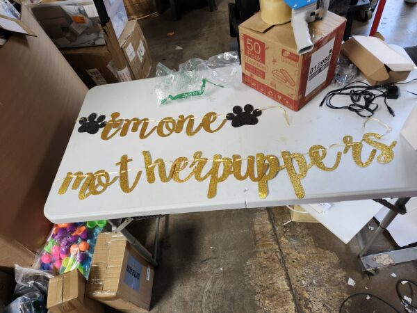 I' One Mother Puppers Banner, Dog Pupper 1st Birthday Party Decorations, Dog Birthday Party Decorations Gold Glitter | EZ Auction