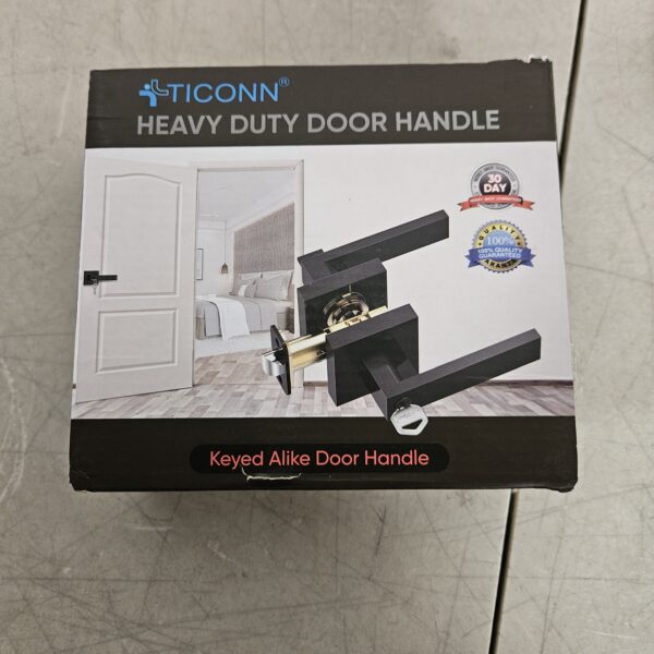 TICONN Black Door Handle Heavy Duty, Matte Black Reversible Square Door Lever for Bedroom, Bathroom and Rooms (Privacy, 1 Pack, Black) | EZ Auction