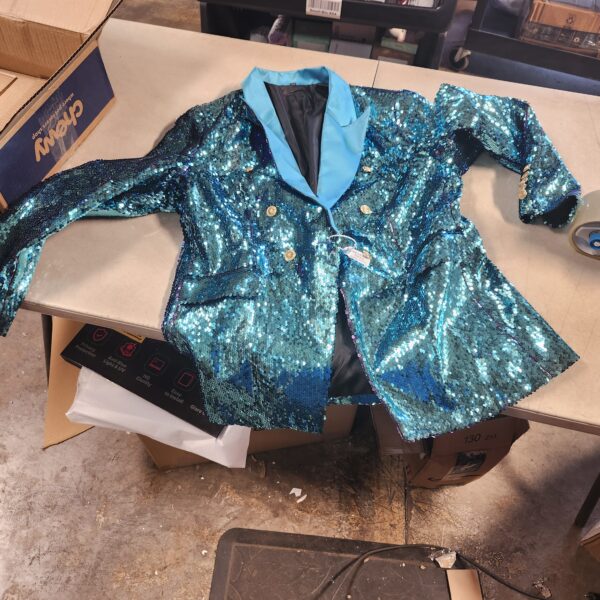 *** SIZE 2XL *** Women's Suit Tuxedo Coat Stylish Two Color Conversion Shiny Sequins Shawl Lapel Blazer Suit Jacket for Party,Banquet | EZ Auction