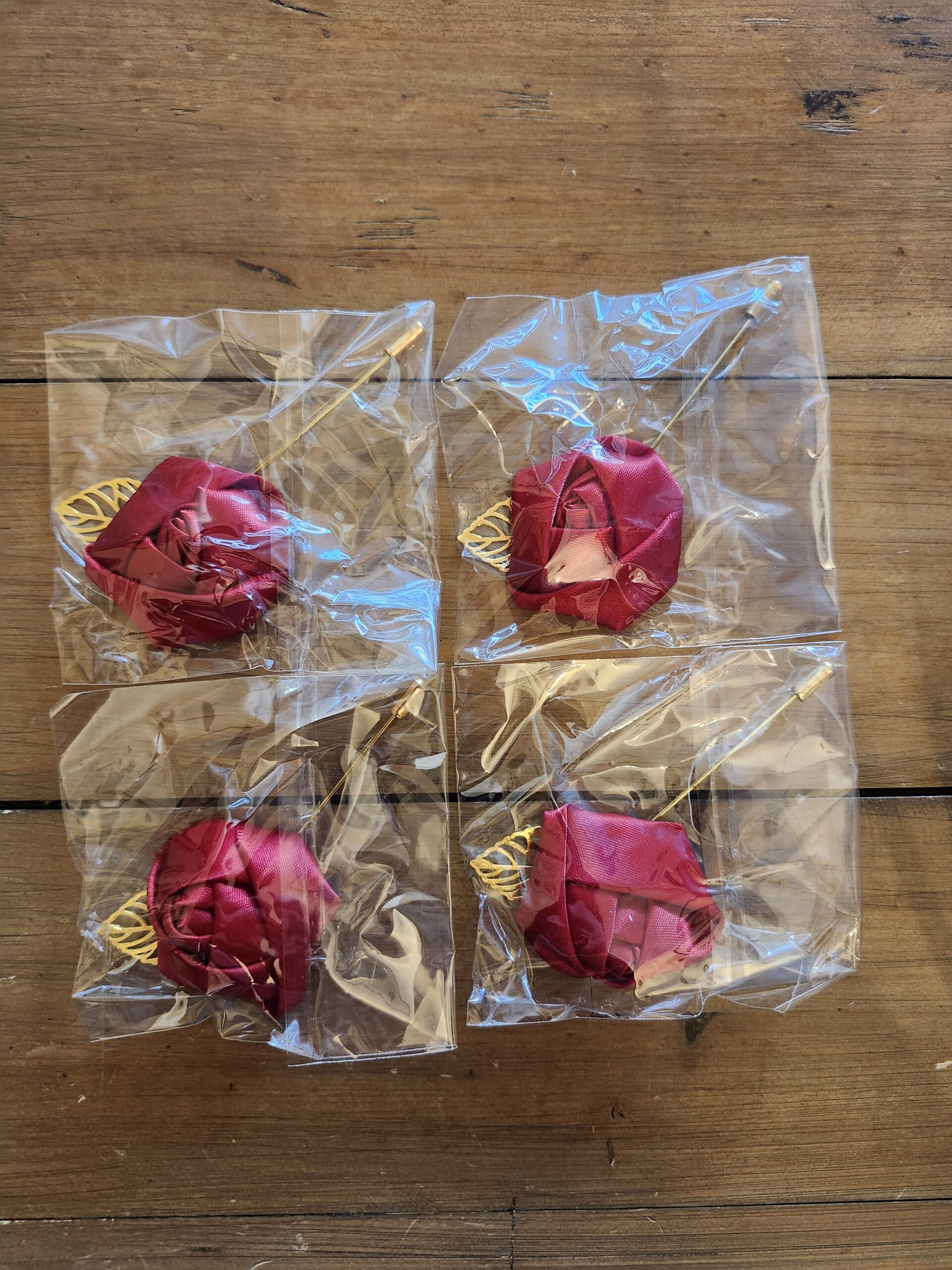 24 Pcs Groom Boutonniere Gold Leaf Wedding Silk Rose Satin Rose ...