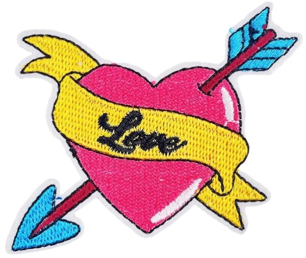 Iron On Embroidered Patches, Pink Heart and Arrow Applique Patch, Love Sew On Patch for Vest Jackets, Clothings, Hats, Backbags & Jeans. | EZ Auction