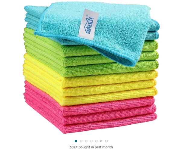 HOMEXCEL Microfiber Cleaning Cloth,100Pack Cleaning Rag,Cleaning Towels with 4 Color Assorted,11.5"X11.5" Shop Towels (Green/Blue/Yellow/Pink) | EZ Auction