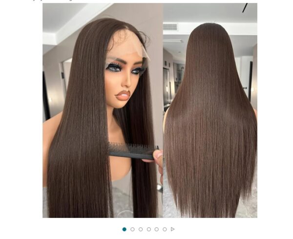 30 Inch Synthetic Straight Wig HD Lace Front Dark Brown Black Natural Color Pre Plucked With Baby Hair Ready to Wear Wigs SunKissed Lace Daily Synthetic Wig | EZ Auction