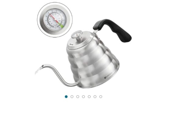 Pour Over Coffee Kettle with Thermometer for Exact Temperature 40 Fl Oz, Premium Stainless Steel Gooseneck Kettle for Drip Coffee, French Press and Tea, Works on Stove and Any Heat Source | EZ Auction