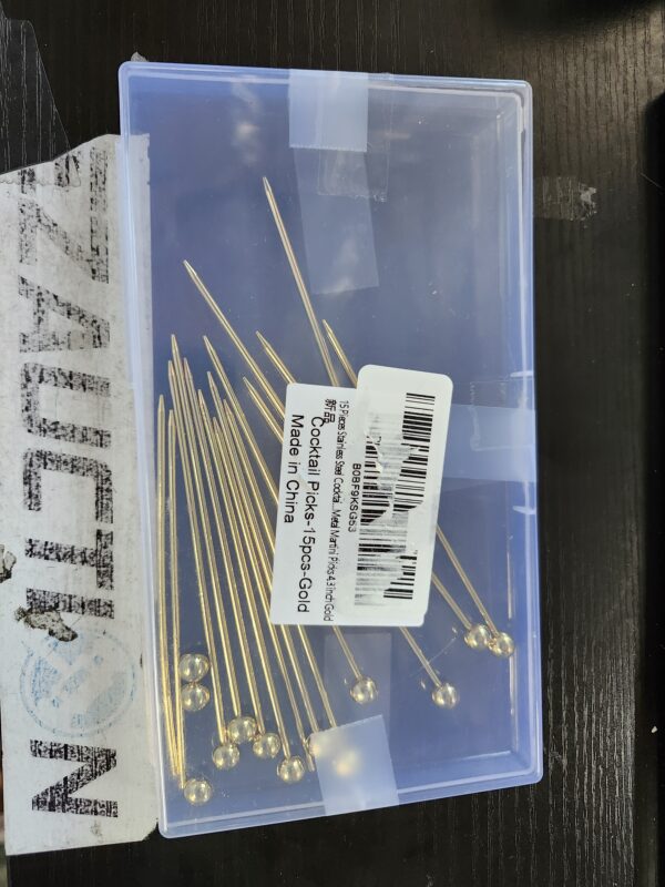 15 Pieces Stainless Steel Cocktail Picks Metal Martini Picks 4.3 inch Gold | EZ Auction