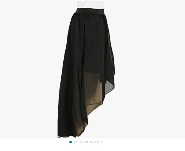 ***UKNOWN SIZE***Greenery Women Double Layer High Low Skirt Elastic Waistband Chiffon Skirt Black | EZ Auction