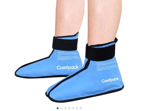 Comfpack Foot Ankle Ice Pack Wrap for Plantar Fasciitis, 2 Packs Reusable Gel Ice Pack for Foot After Surgery, Ice Boot Pain Relief for Achilles Tendonitis, Bunion, Swelling, Heel Pain, Neuropathy | EZ Auction