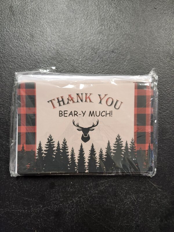 Xuniea Bear Lumberjack Thank You Cards with Envelopes Lumberjack Baby Shower Thank You Cards Woodland Baby Shower Thank You Notes Bear Themed Supplies Thank You Cards 6 x 4 Inch for Party Weeding (24) | EZ Auction