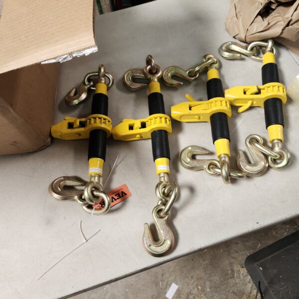 VEVOR Ratchet Chain Binder, 5/16"-3/8" Heavy Duty Load Binders, with G80 Hooks 7,100 lbs Secure Load Limit, Labor-saving Anti-skid Handle, Tie Down Hauling Chain Binders for Flatbed Truck Trailer, 4 P | EZ Auction