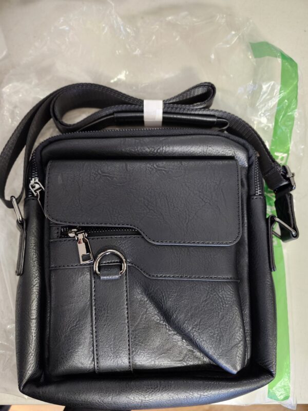 HANGMAI Small Leather Crossbody Bag, Mens Shoulder Bag, Office Business Magnetic Buckle Adjustable Strap | EZ Auction